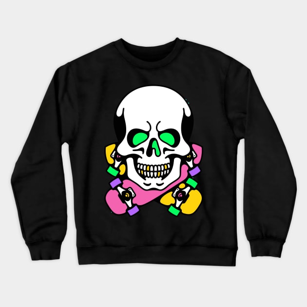 Skull skateboard Crewneck Sweatshirt by Bojes Art